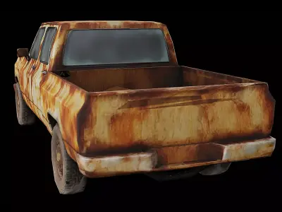 Rusted Pickup Truck Weathered Utility Vehicle Game Ready PBR Low-poly 3D model