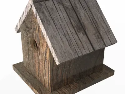 Birdhouse wooden Low-poly 3D model