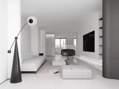 Modern living room dining room interior scenes 480 3D model