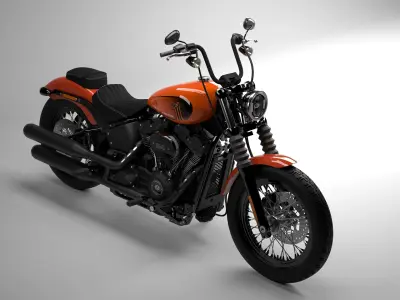 Realistic Harley Davidson Street Bob 2021 Baja Orange 3D model