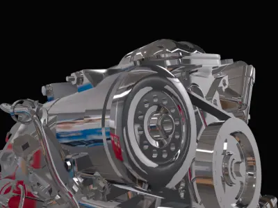 trem de forca motor Low-poly 3D model