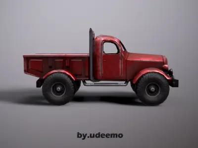 Old Red Truck  Low-poly 3D model