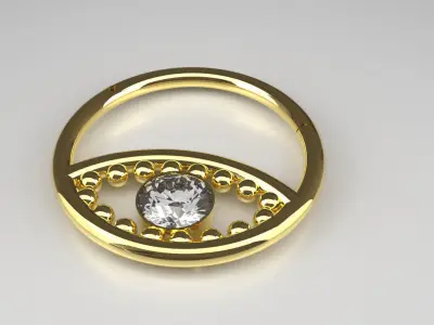 Piercing Segment Eye Hamsa for Ear and Septum Articulation 3D print model