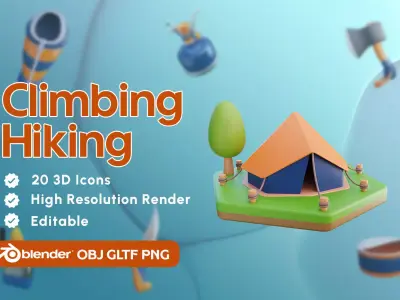 Climbing and Hiking 3D illustration 3D model