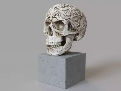 Human skull decorative sculpture 3D model