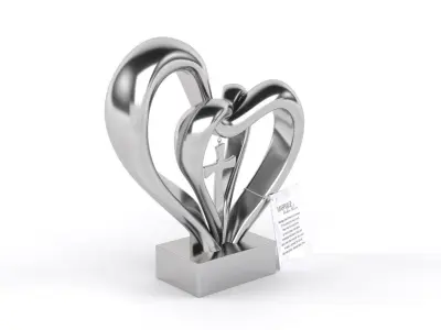 Double Heart Wedding Cross 3D model purchase