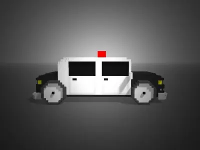 Police car Voxel Low-poly 3D model