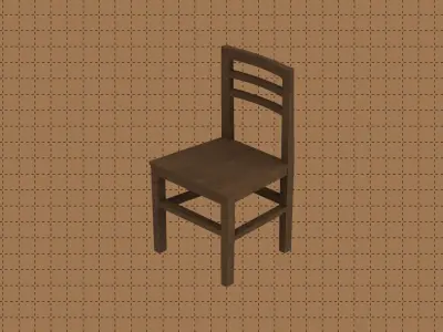 Simple Vintage Wooden Chair Free low-poly 3D model