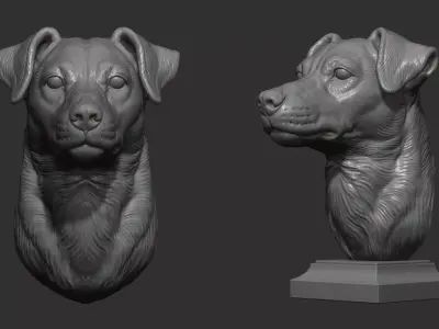 Jack Russell Terrier bust 3D print model