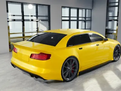 BLENDER EEVEE Brandless Small 4 door sedan Low-poly 3D model