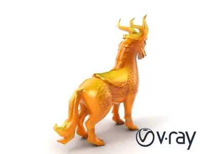 Golden Celestial Kirin Model Pack Low-poly 3D model