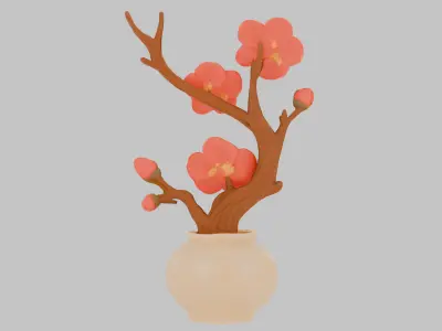 Cozy Armchair with Floral Design Low-poly 3D model