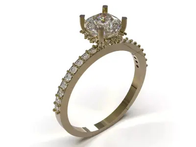 Luxury Solitaire ready for casting Ring sr0132 3D print model
