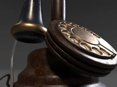 Vintage Telephone Mid Poly 3D model