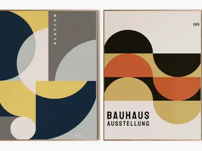 Bauhaus multicolour Poster set 3D model