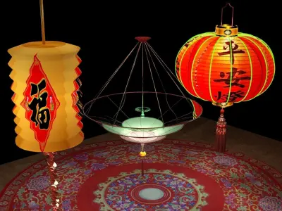 Chinese red lantern  3D model 12