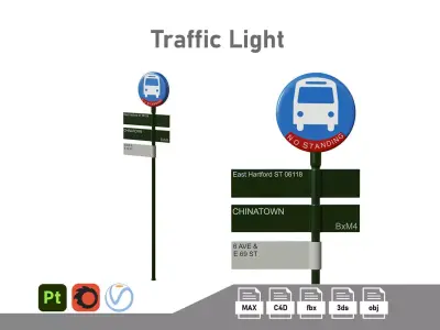 Traffic Sign 02 Low-poly 3D model