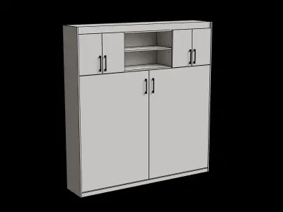 White Cabinet Drawers Wall Bed Closed Low-poly 3D model