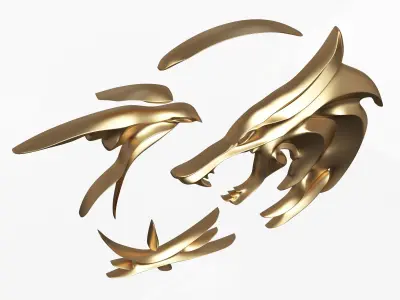 Bas-relief of wolves Low-poly 3D model