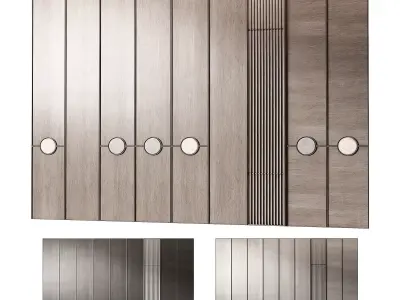 Modular wall panels 3 wood color options 3D model