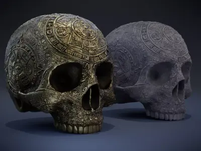 Aztec Skull Low-poly 3D model