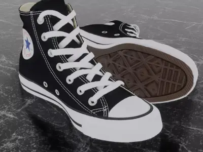 CONVERSE 3D SHOES - BLACK HIGH 2 Low-poly 3D model