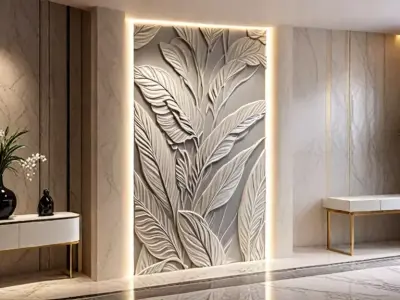 modern panel wall decor set relief stl mural CNC 252 3D model