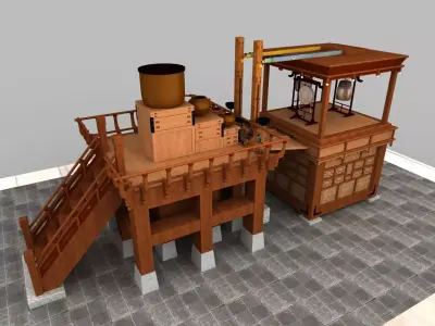 Korean Traditional Water Clock Pavilion Full 3D Model 3D model
