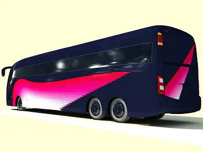 Dark pink Bus 9 3D model