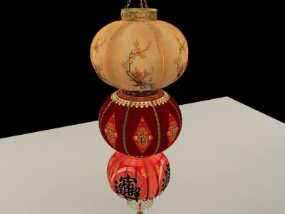 Chinese red lantern 3D model 3