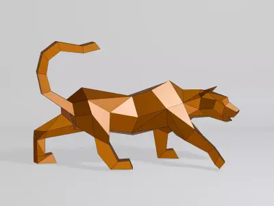 Polygonal Cheetah Low-poly 3D model