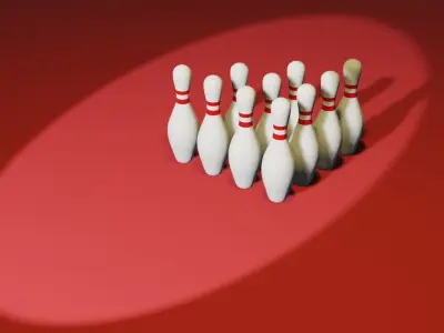 Bowling ball and pin Low-poly 3D model