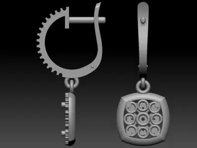 Earrings pair of with diamonds 3D model
