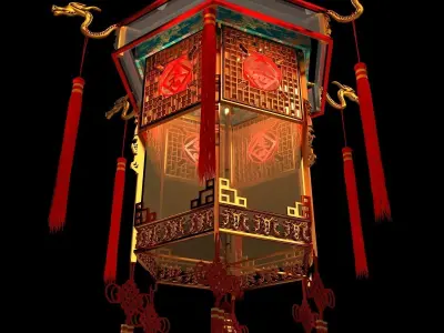Chinese palace lantern 3D model 2