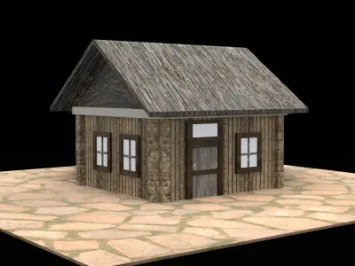 Low Poly House 3D Model Game Ready PBR Asset Unity Unreal Low-poly 3D model