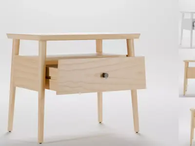 Willow solid wood nightstand Low-poly 3D model
