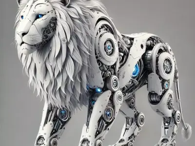 Mechanical Lion 3D Futuristic Robot Beast Realistic Low-poly 3D model