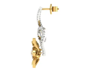 Solitaire Women Drop Earring 3dm STL OBJ FBX Renders Details 3D print model 2