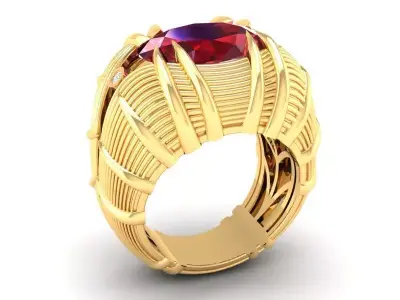 Luxury Ruby Cabochon Statement Ring for Men  206 3D print model
