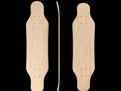 Realistic Longboard shape board skateboard 3D model