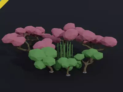 Cartoon asion nature Polygonal Style Low-poly 3D model