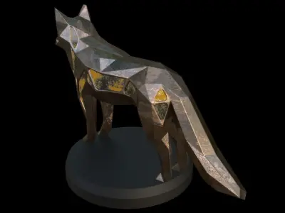 Steampunk Fox Low-poly 3D model