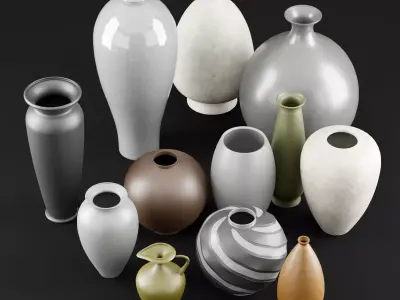 Decorative ceramic vases set 3D model purchase