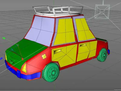 Paper Car Low-poly 3D model