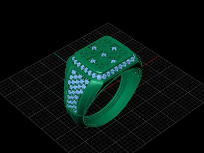 Print Ready STL 3DM  Gents Rings Diamond Men Ring  3D print model 173