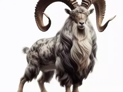 Mountain Ibex 3D Realistic Wild Animal Long Curved Horns Low-poly 3D model