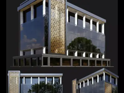 12 Modern Glass Building 3D model