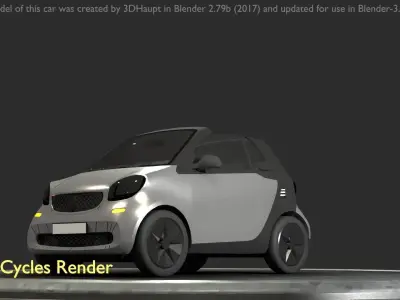 City Car 75 Small Convertible Open Type-E Silver Low-poly 3D model