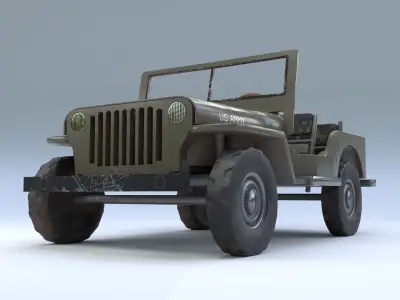 Jeep willys lowpoly car textured Low-poly 3D model