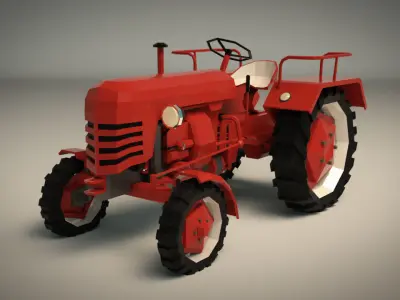 Low Poly Tractor 01 Low-poly 3D model
